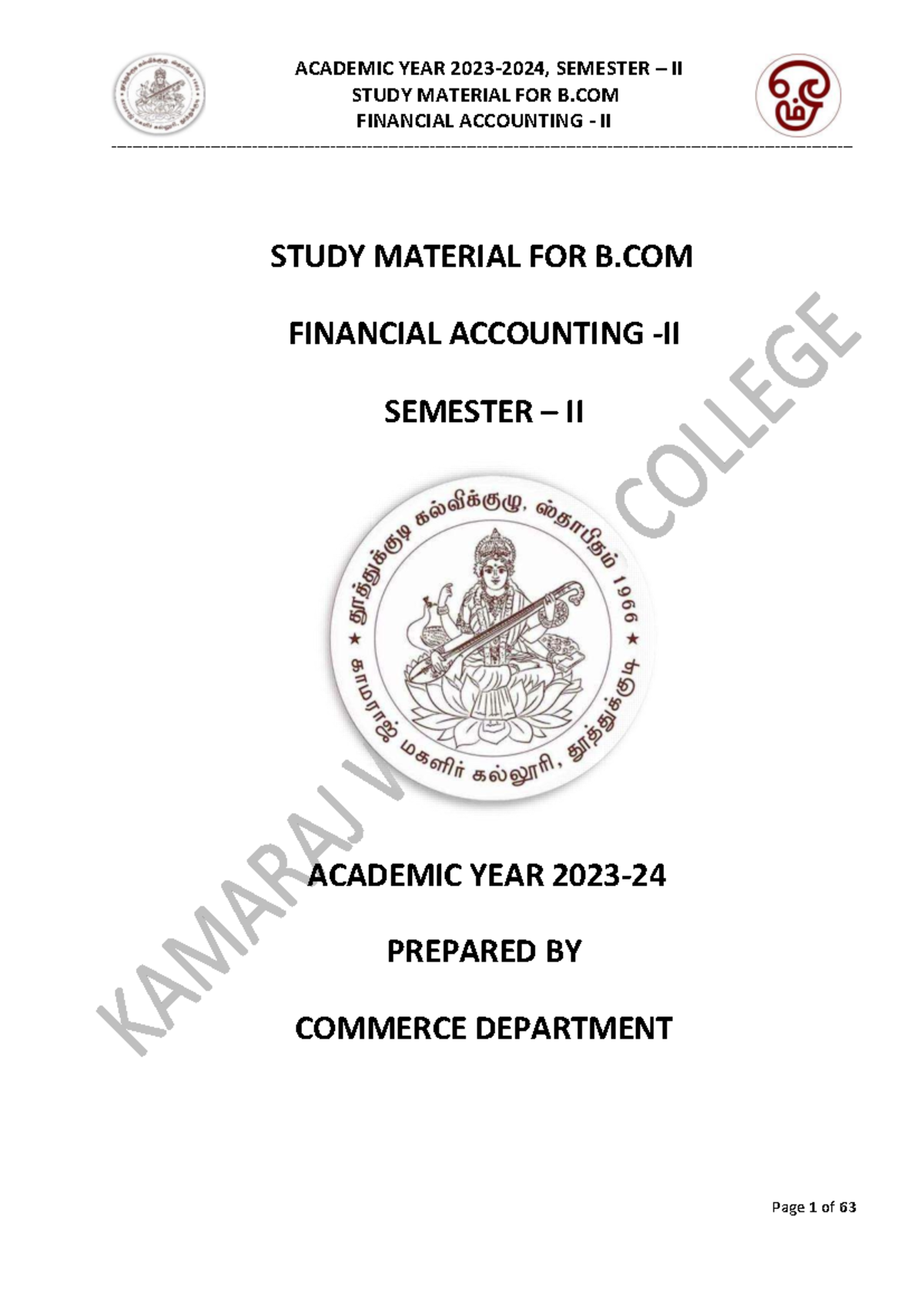 Financial Accounting II Study Material v.2023-24 - Studocu