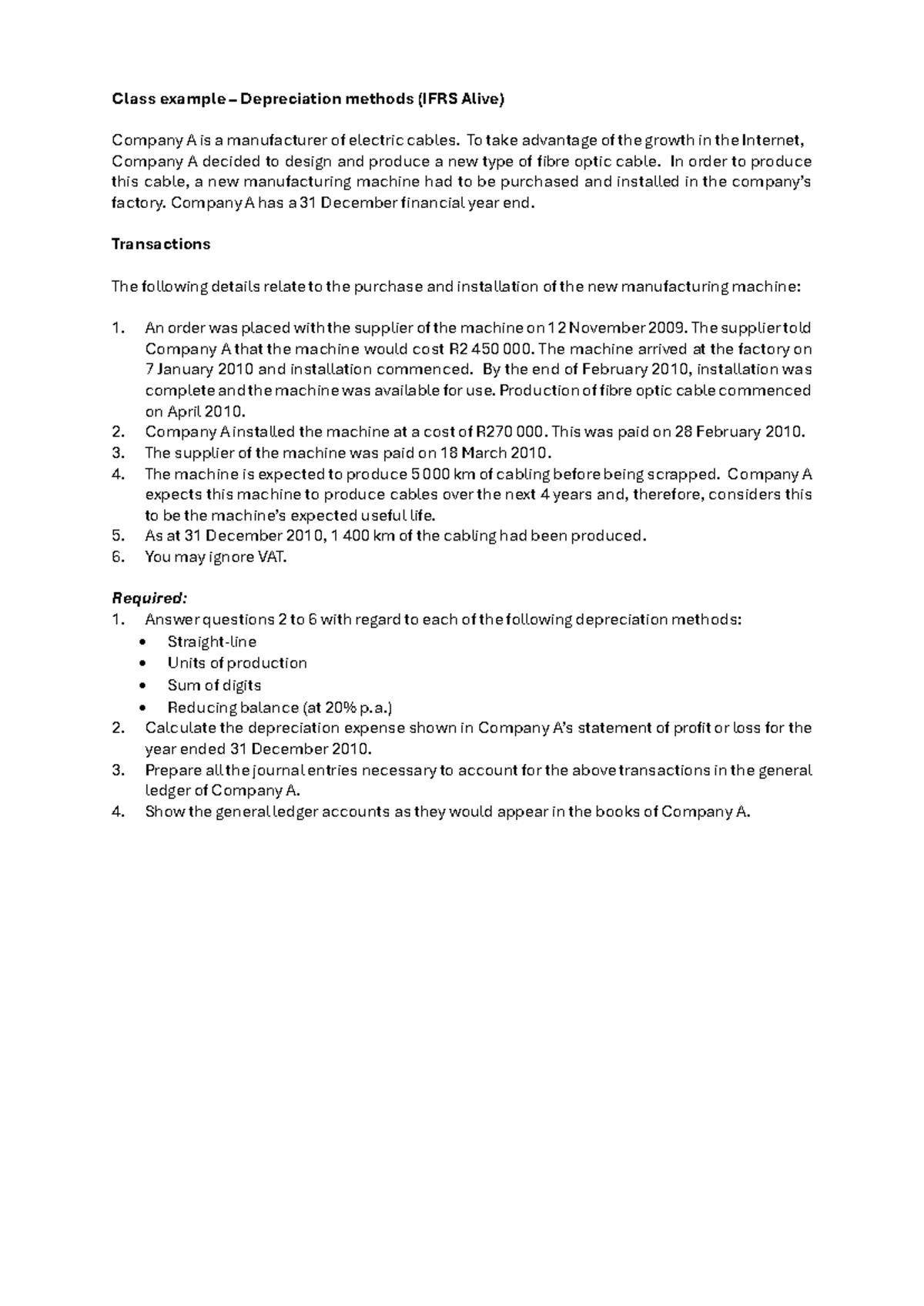 Depreciation Methods Analysis for Company A (IFRS Alive) - Studocu