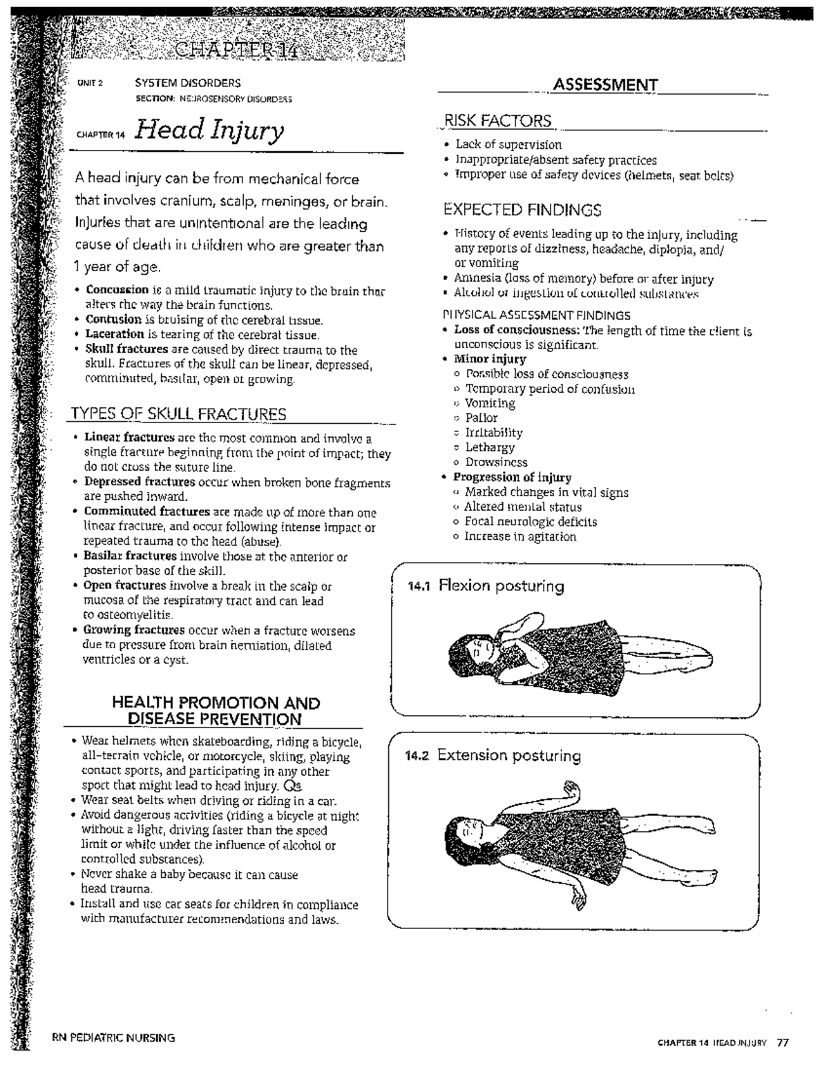 CHAPTER 14: HEAD INJURY ASSESSMENT & NURSING CARE STRATEGIES - Studocu