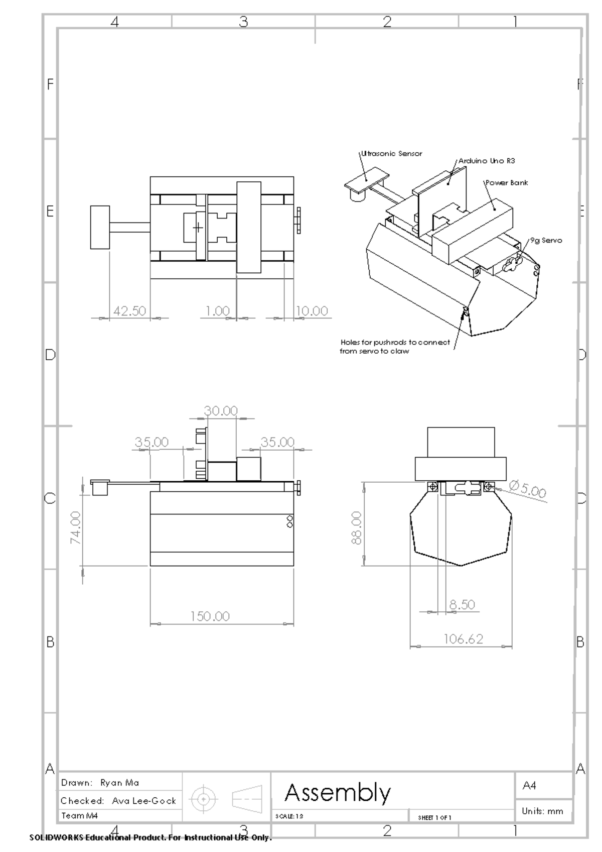 Engineering Drawings for Ultrasonic Sensor & Servo Assembly (ENG 4321 ...