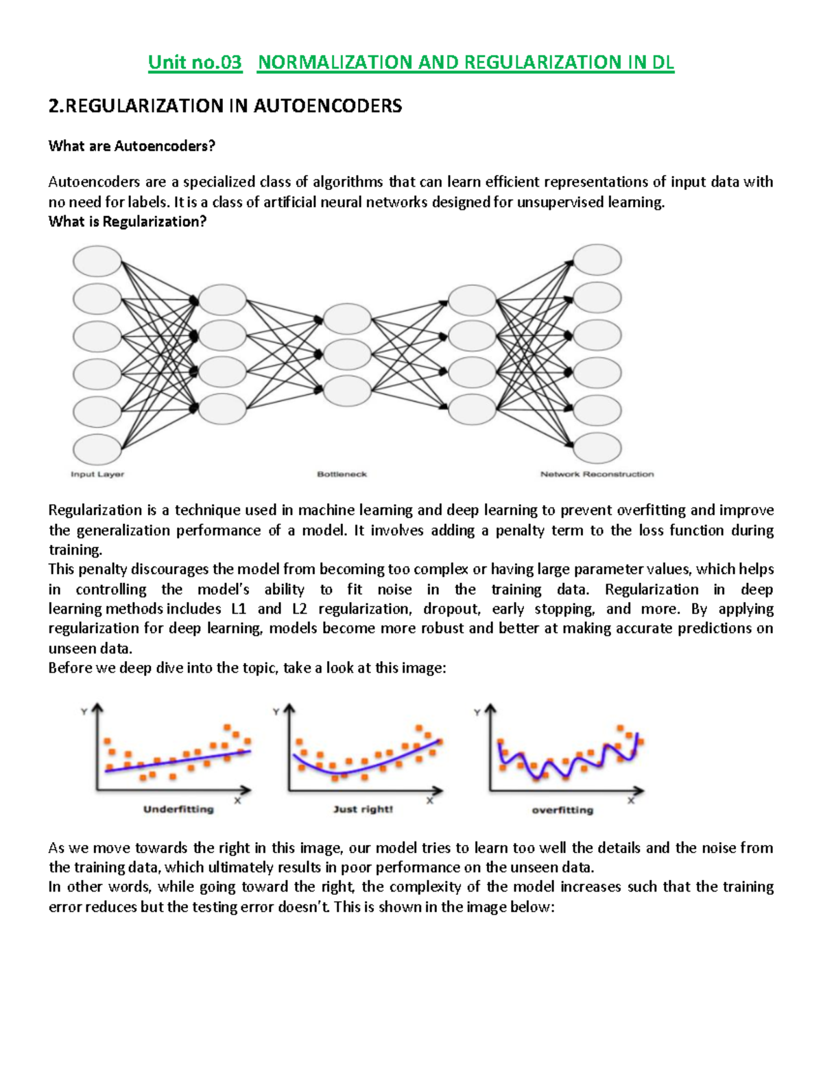 Autoencoders & Regularization Techniques in DL: An Overview - Studocu