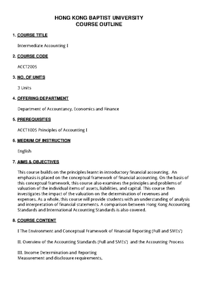 ACCT1006 - Principles of Accounting II Course Outline and Objectives ...