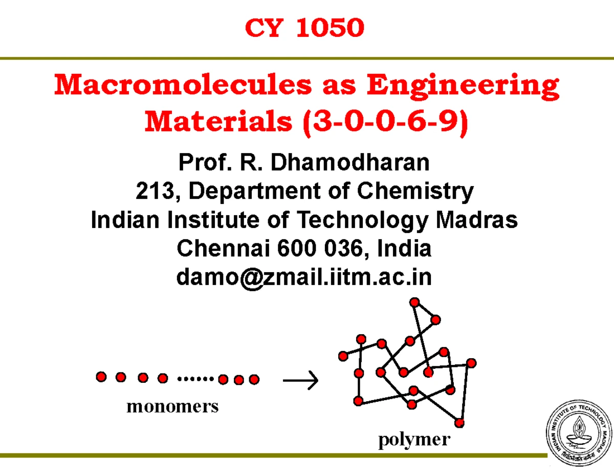 L2-4 Solutions to Polymer Chemistry Problems in CY 1050 - Studocu