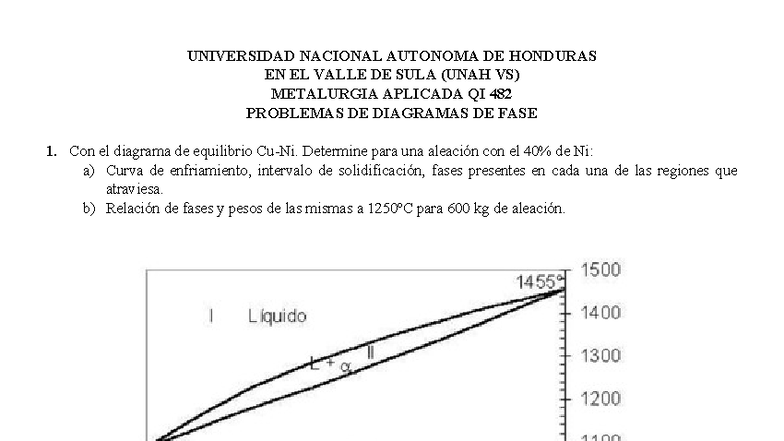 Guía No. 1: Diagramas de Equilibrio en Metalurgia Aplicada QI 482 - Studocu
