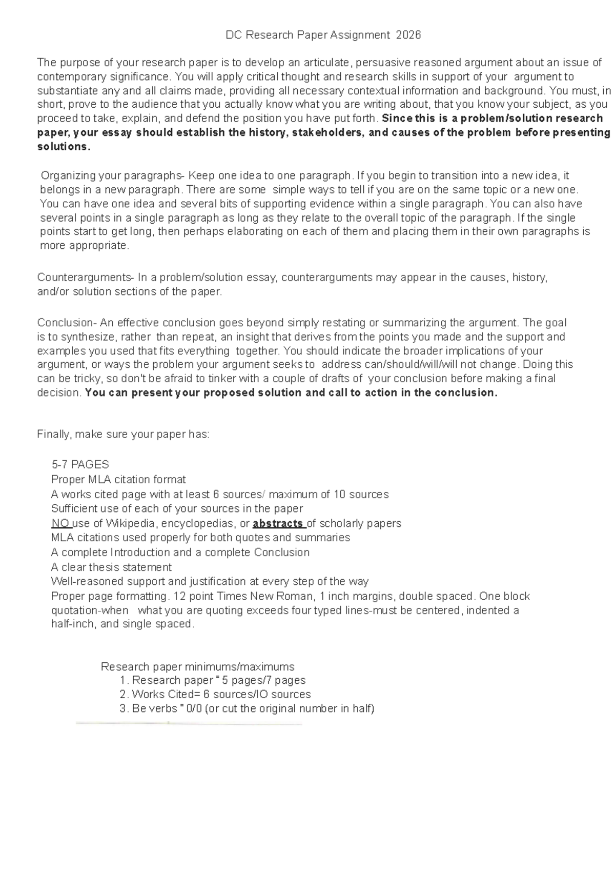 2026 DC English III Research Paper Assignment Guide - Studocu