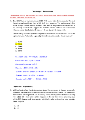 HW4 ISOM2700 (Solution) - Professor Guodong Lyu Fall 2023 ISOM 2700 ...