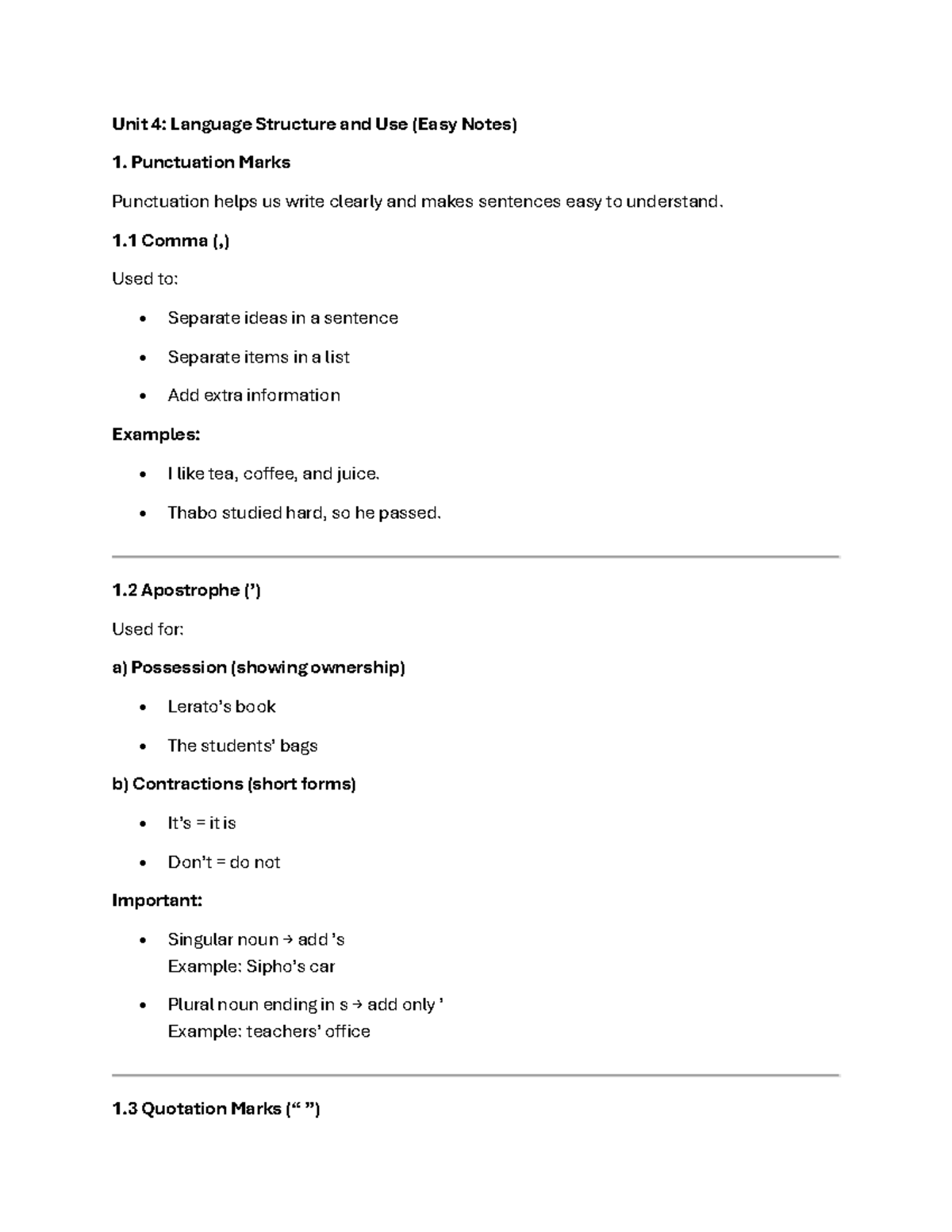 Unit 4: Language Structure and Use (Study Notes) - Studocu