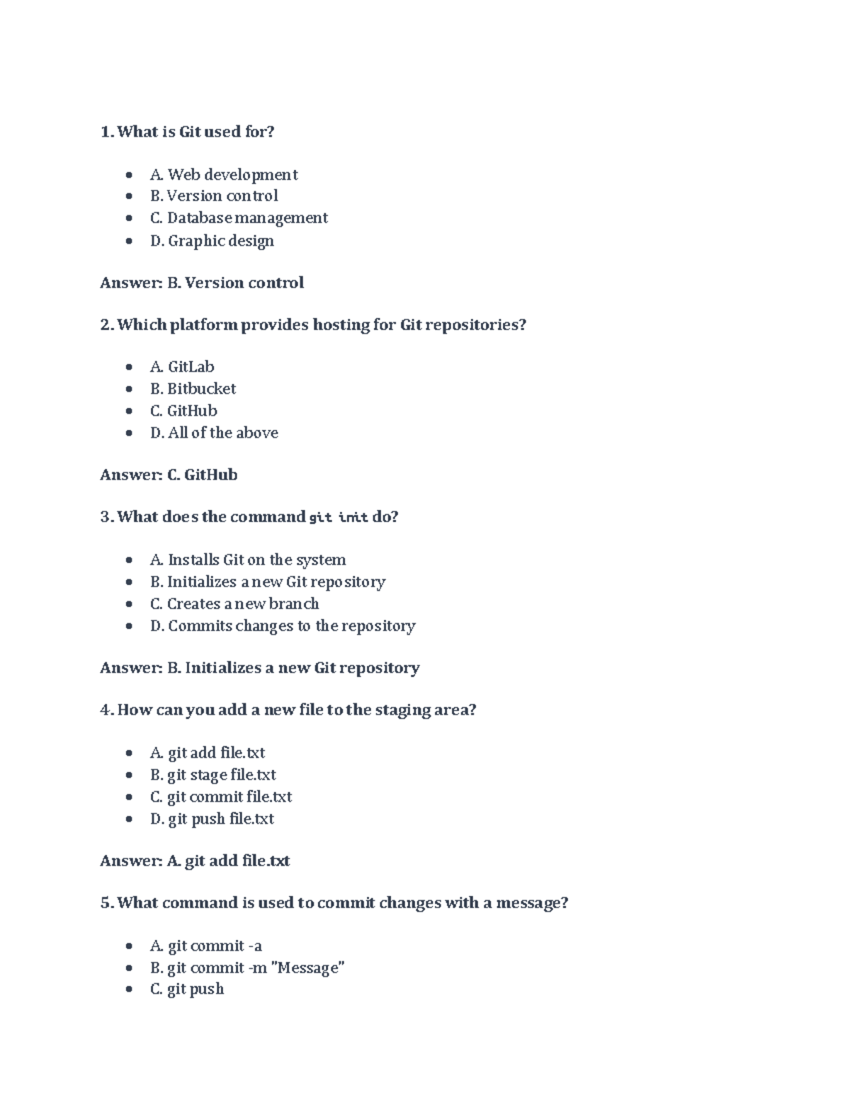 Unit VI CSE111 - Git Commands and Usage Cheat Sheet - Studocu