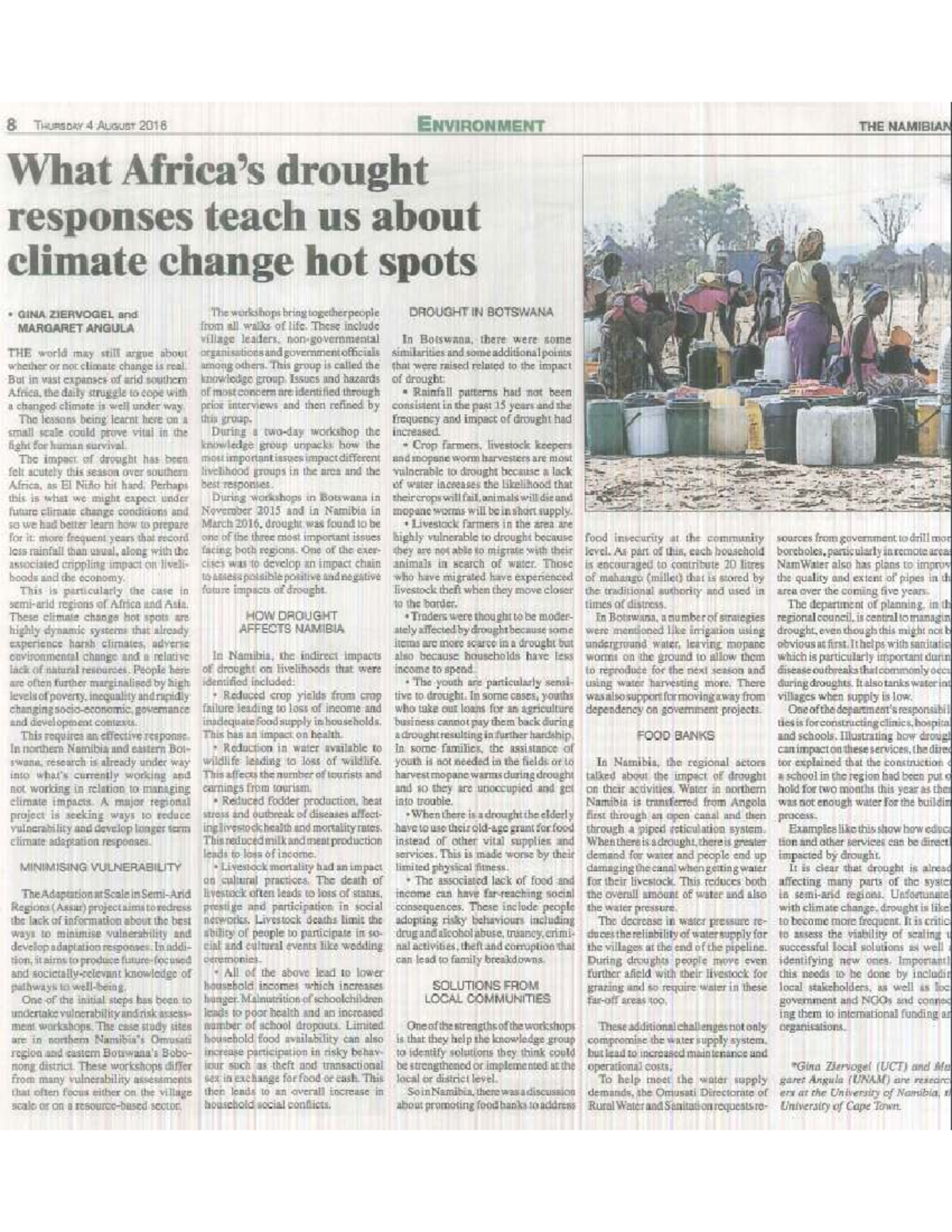 Drought Responses and Climate Change in Namibia: Insights from 2016 ...