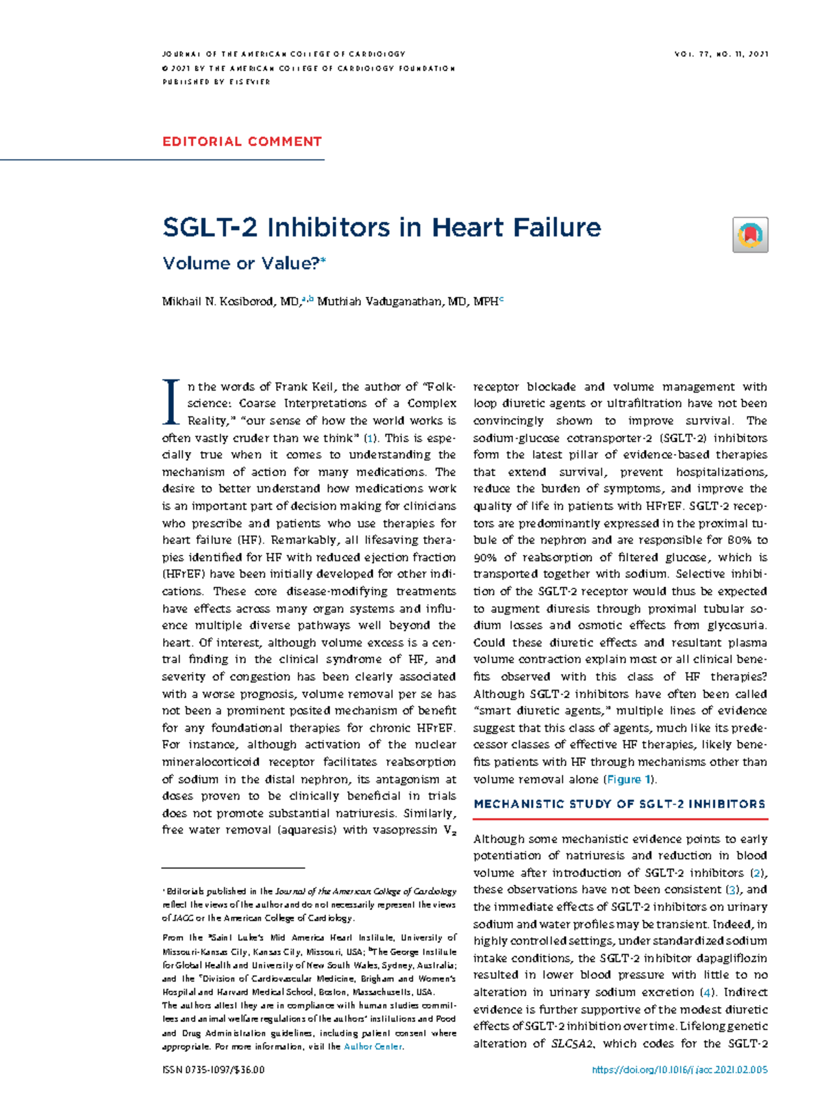 SGLT-2 Inhibitors in Heart Failure: Editorial Commentary - Studocu