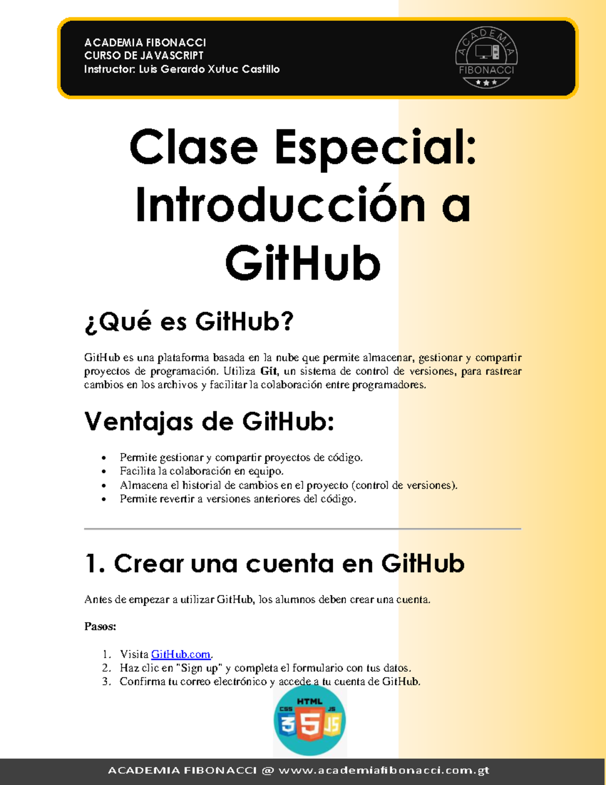Clase Especial: Introducción a GitHub - Curso de JavaScript - Studocu