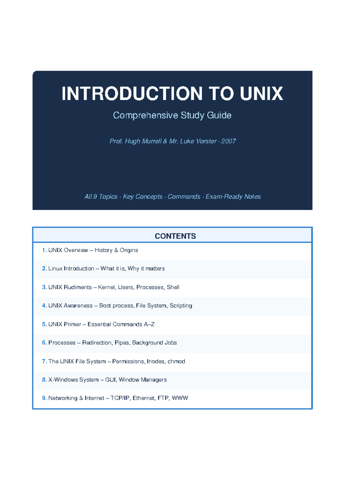 UNIX 101: Comprehensive Study Guide (Course Code: UNIX) - Studocu