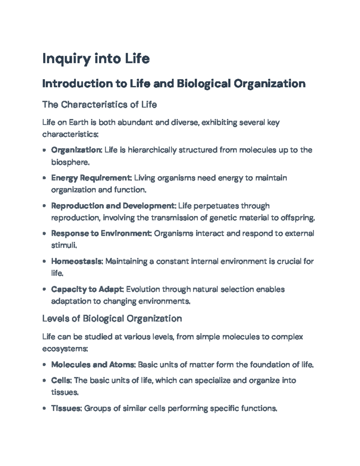 Biology 101: Characteristics, Organization, and Methods of Life ...