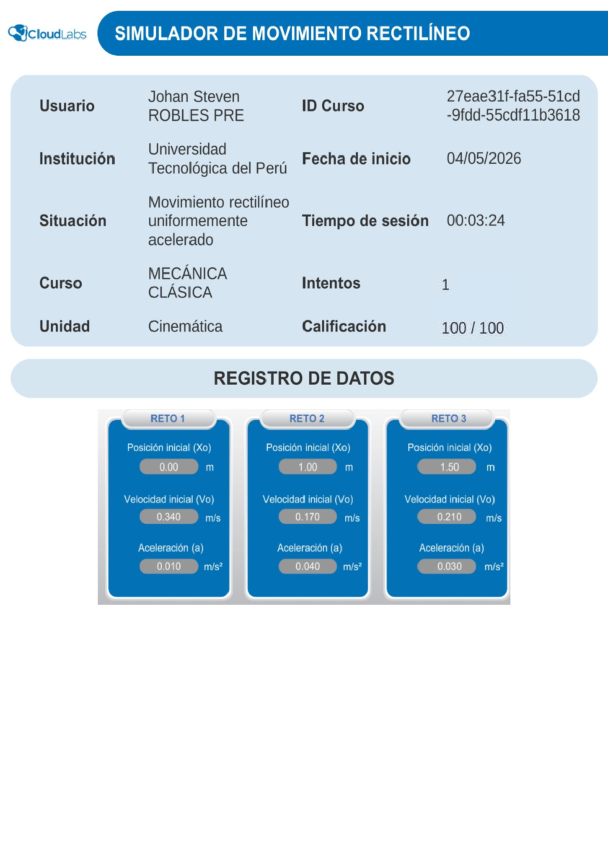 Movimiento Rectilíneo Uniforme Acelerado - Curso ROBLES PRE - Studocu