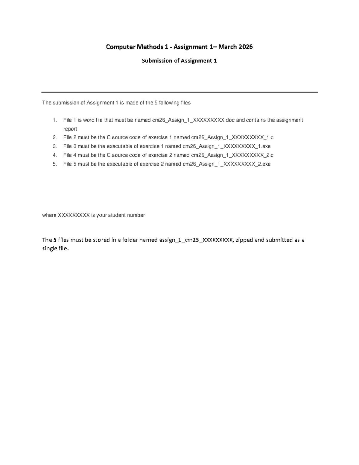 Computer Methods 1 (CM26) Assignment 1 Submission Guidelines - Studocu