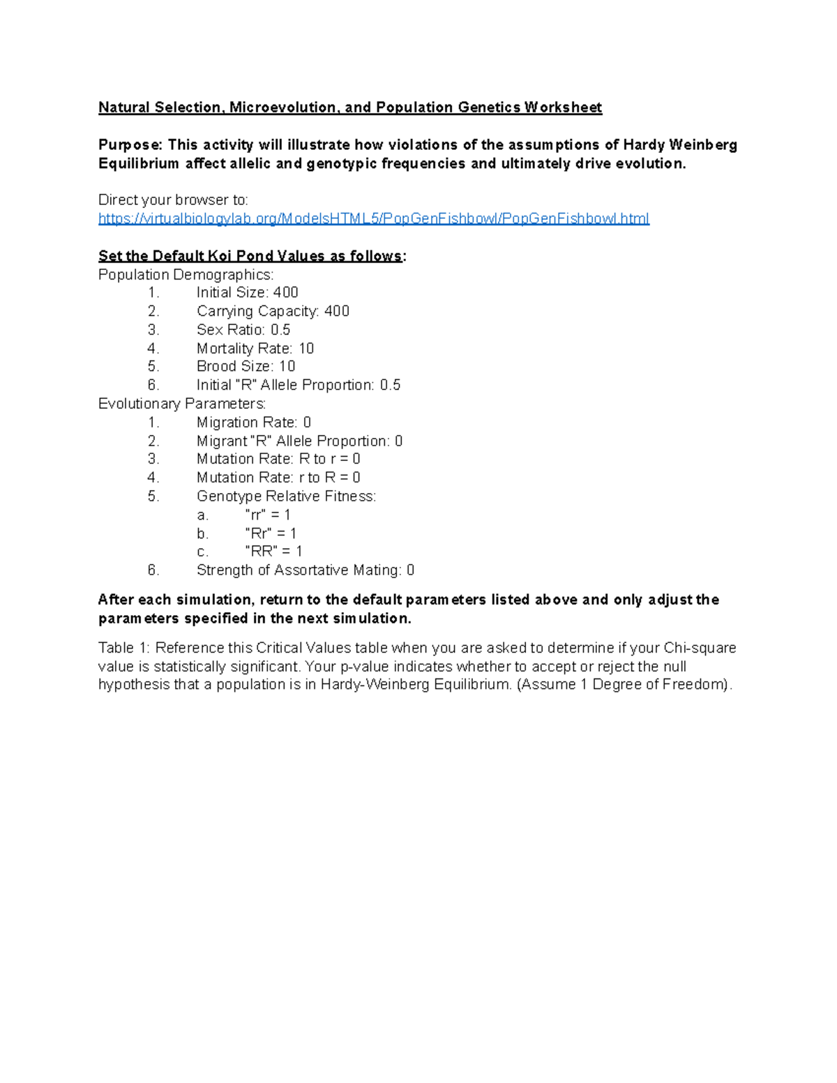 BIOL 131 - Lab 2 - Natural Selection & Population Genetics Worksheet ...