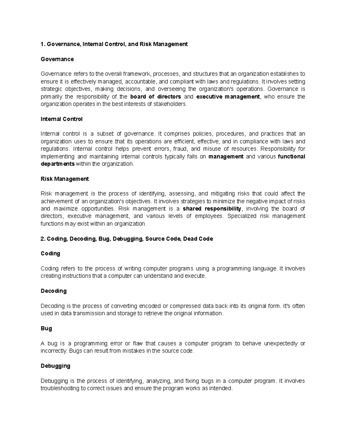Governance, Internal Control, and Risk Management - Governance ...