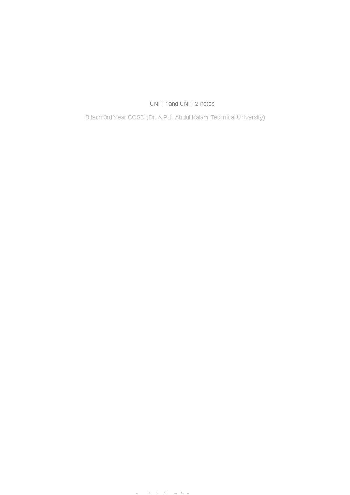 Unit 1 & 2 Notes: Object Oriented System Design (KCS-054) - B.Tech ...