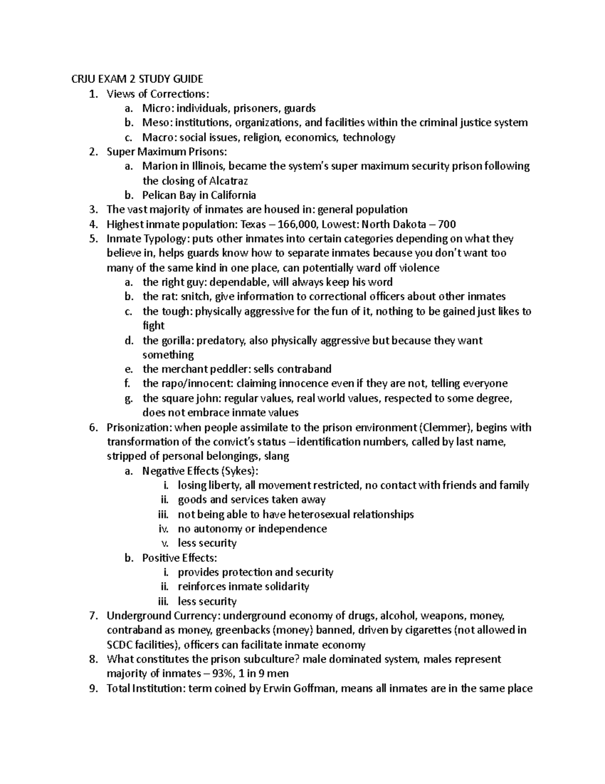 CRJU EXAM 2 Study Guide: Key Concepts & Notes for Success - Studocu