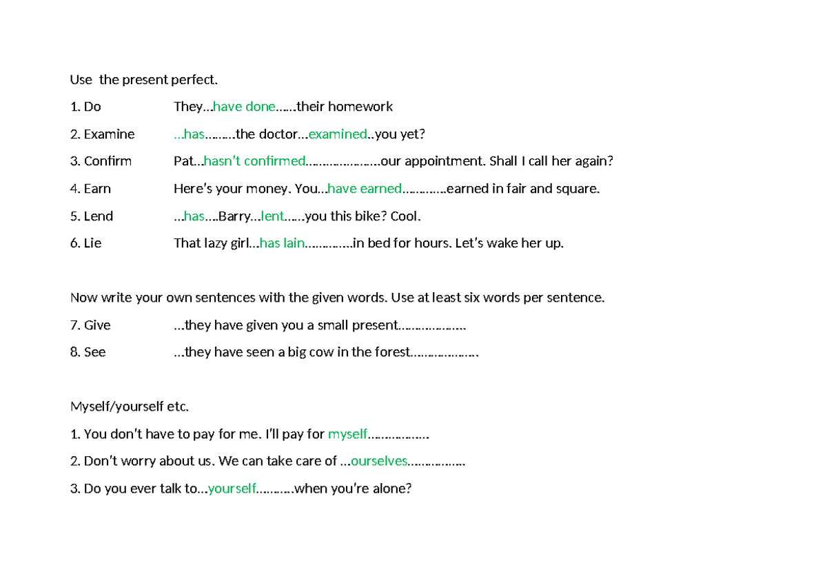 Oefentoets: Present Perfect Practice - Chapter 3 A - Studeersnel