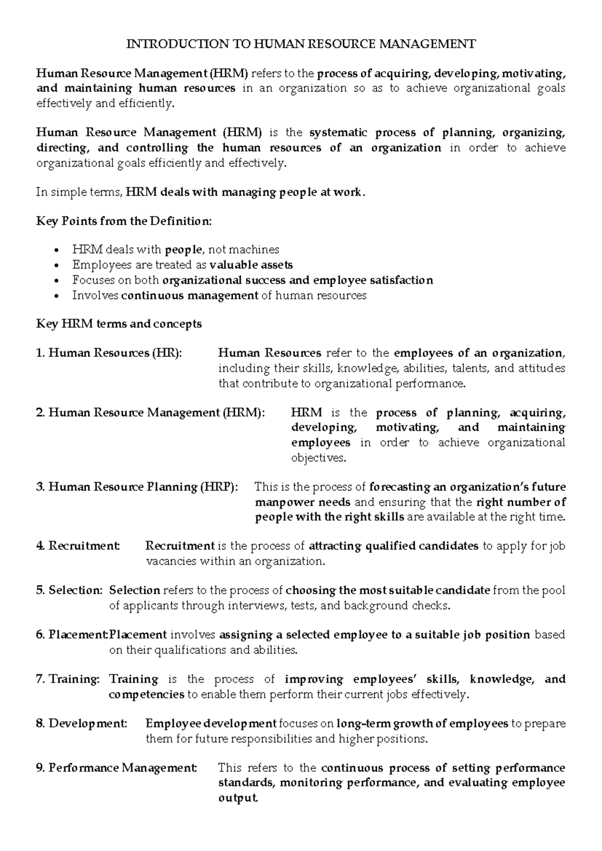 BBM3107 Lecture 1: Introduction to Human Resource Management - Studocu