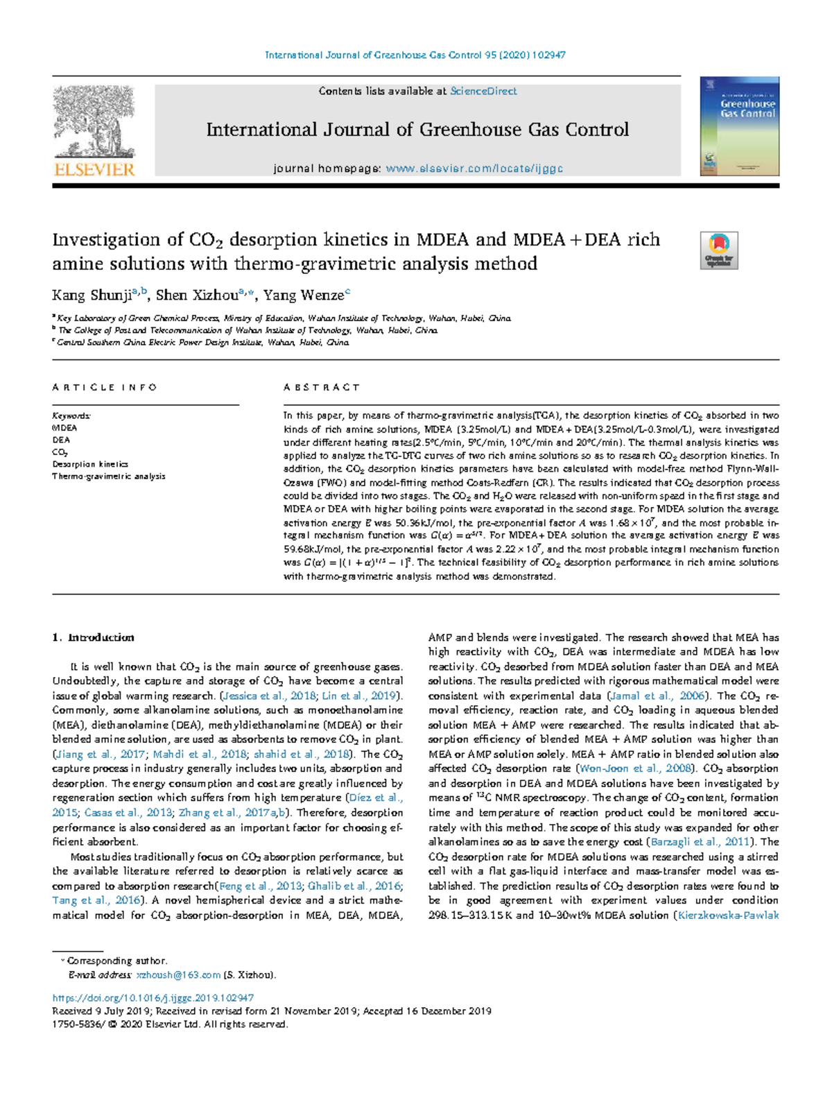 Investigation of CO2 Desorption Kinetics in MDEA and DEA Solutions ...