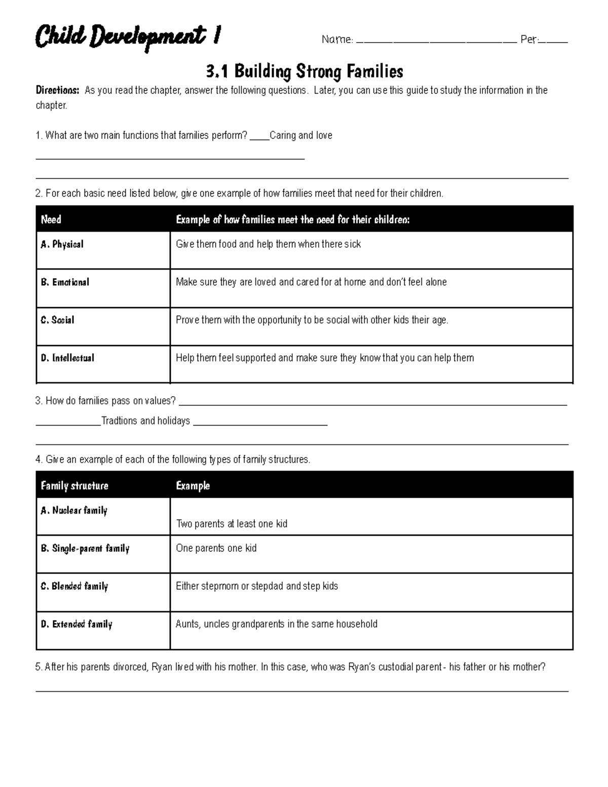 Child Development 3.1 Guide: Understanding Family Structures ...