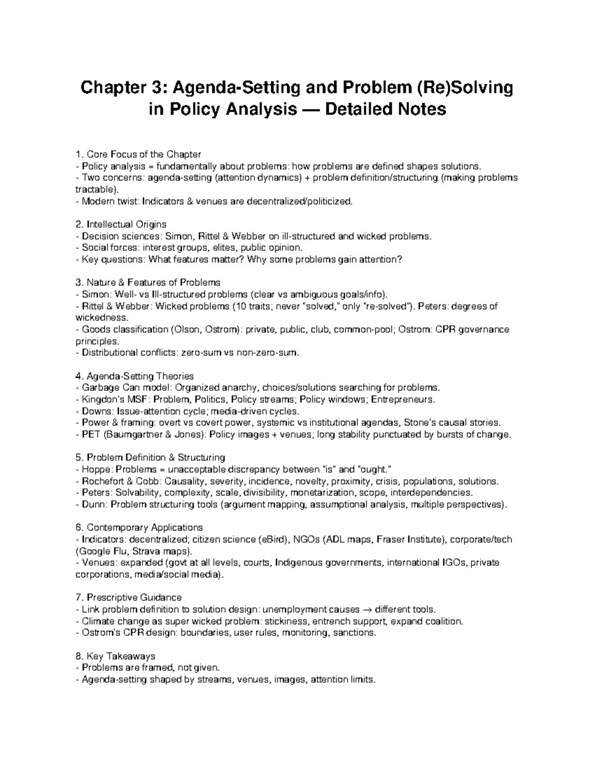 Chapter 3: Problem (Re)Solving in Policy Analysis Detailed Notes - Studocu
