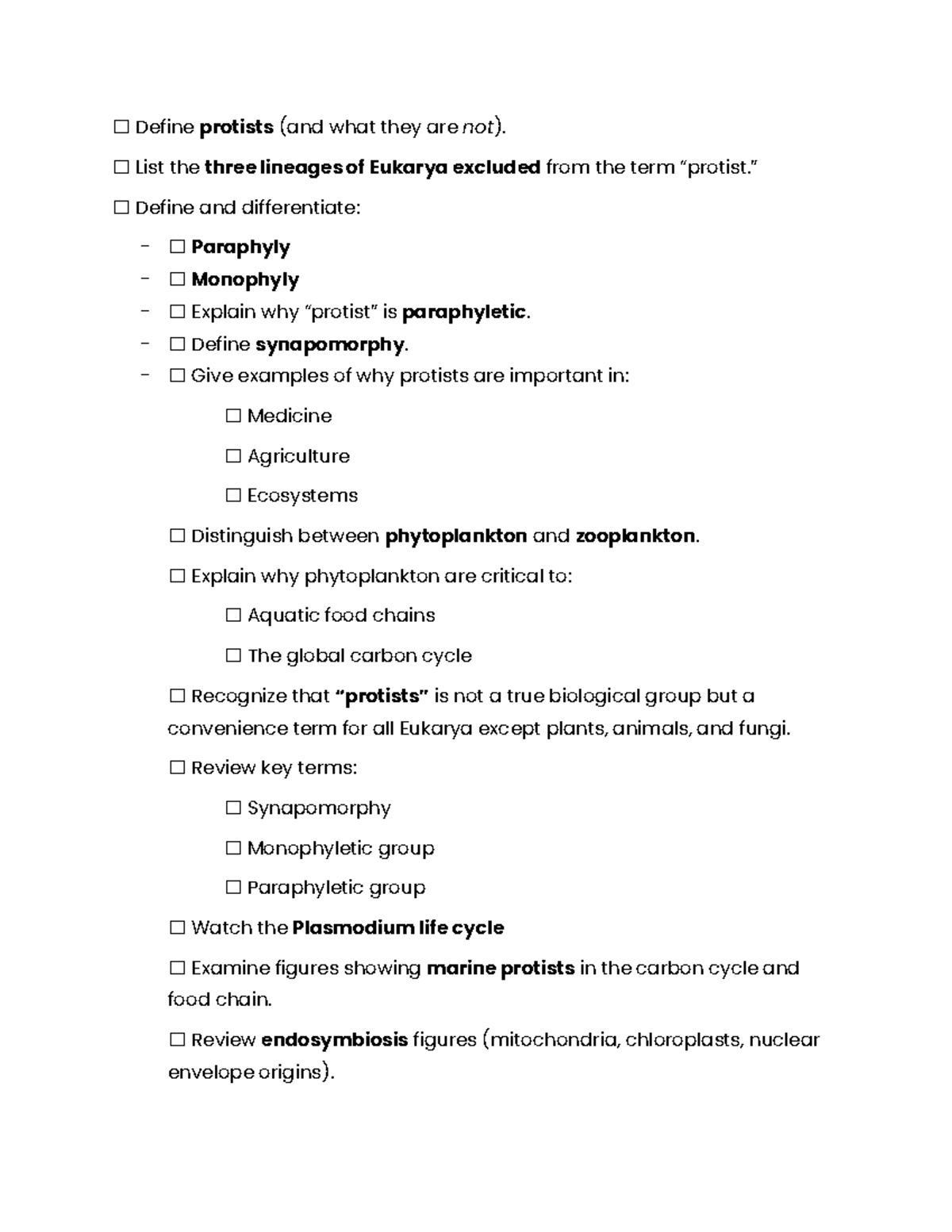 Biology Lecture Notes: Protists and Plant Anatomy - Studocu