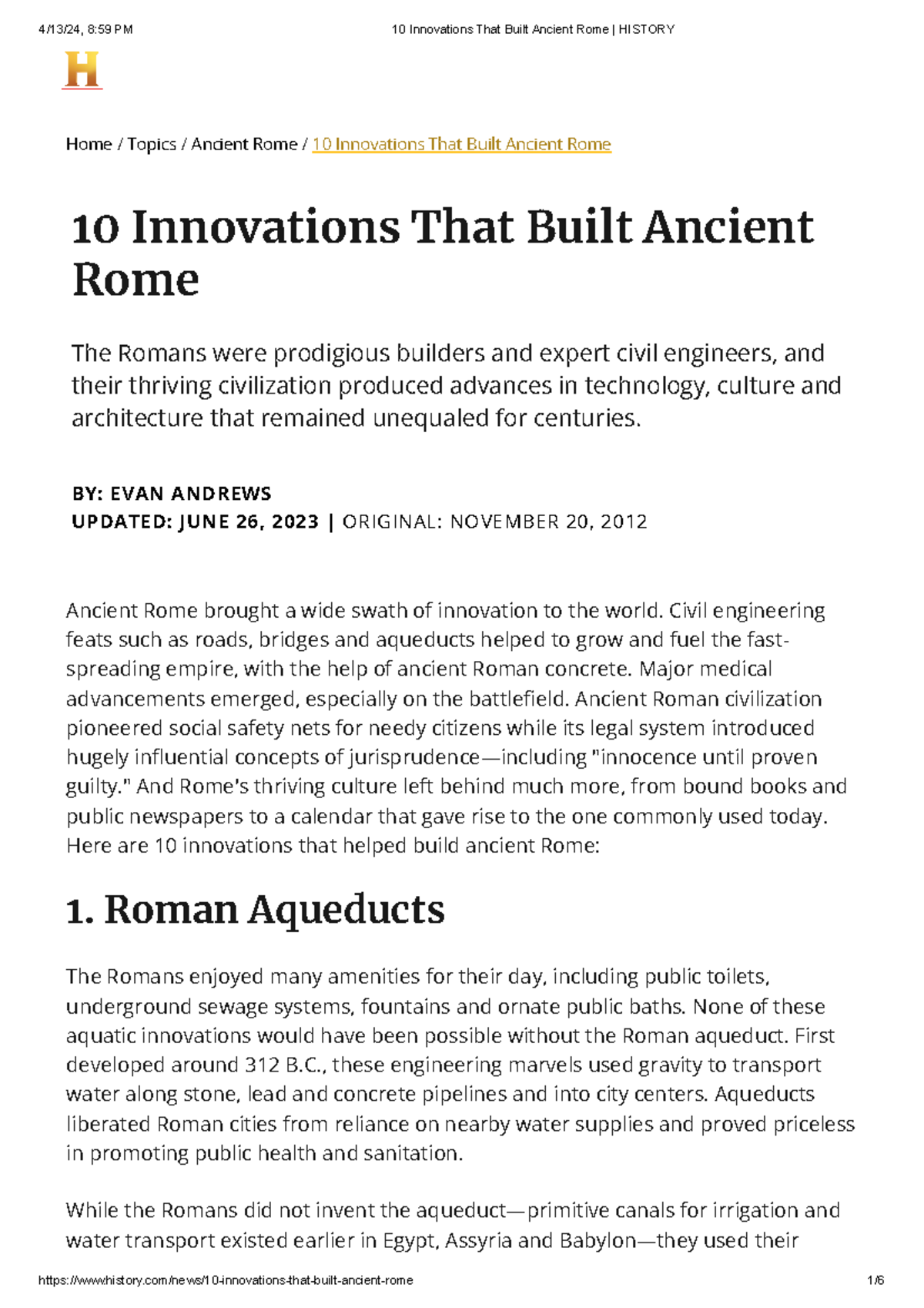 10 Key Innovations in Ancient Roman History - Studocu