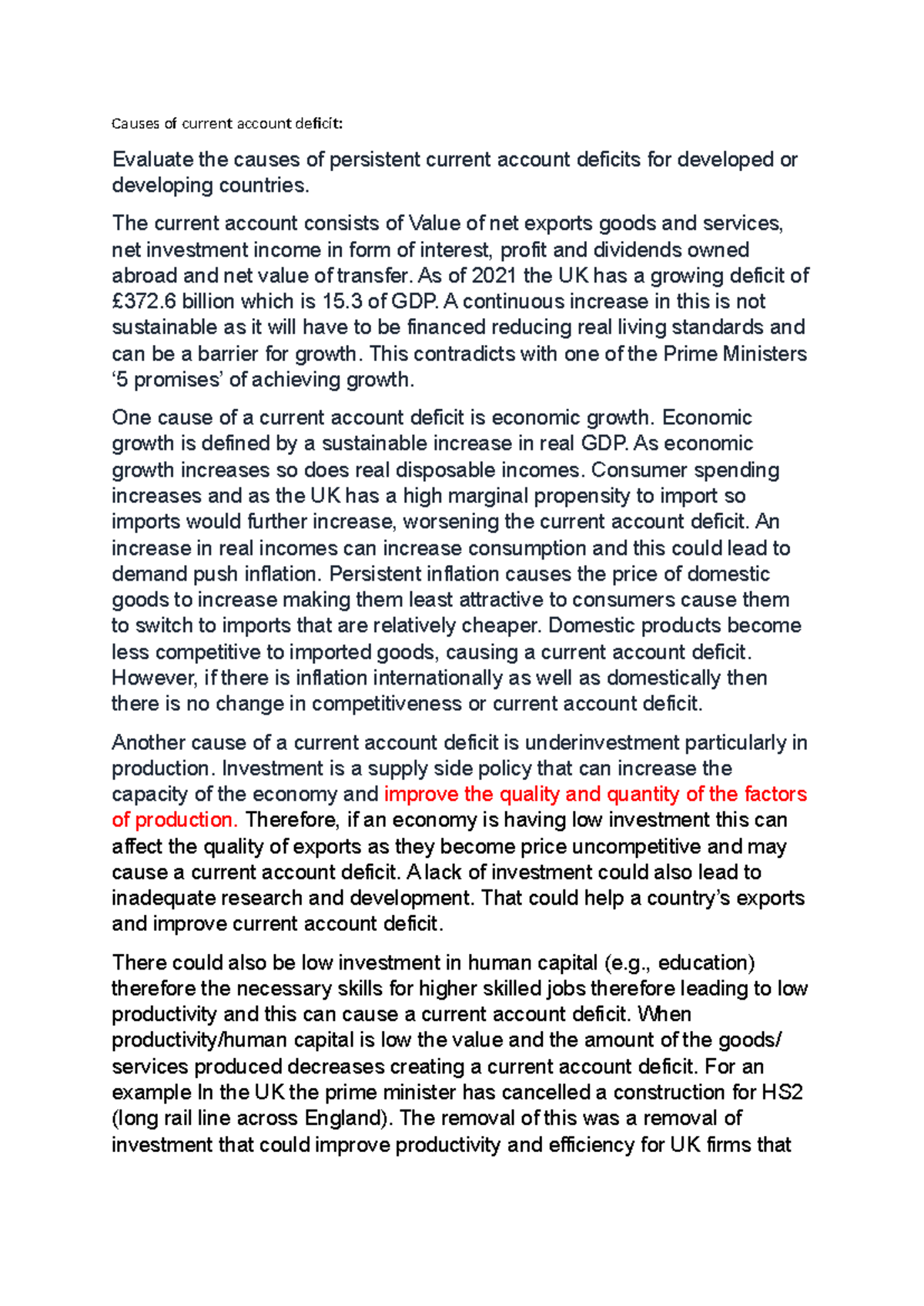 Causes of Current Account Deficit: Economic Growth & Global Factors ...