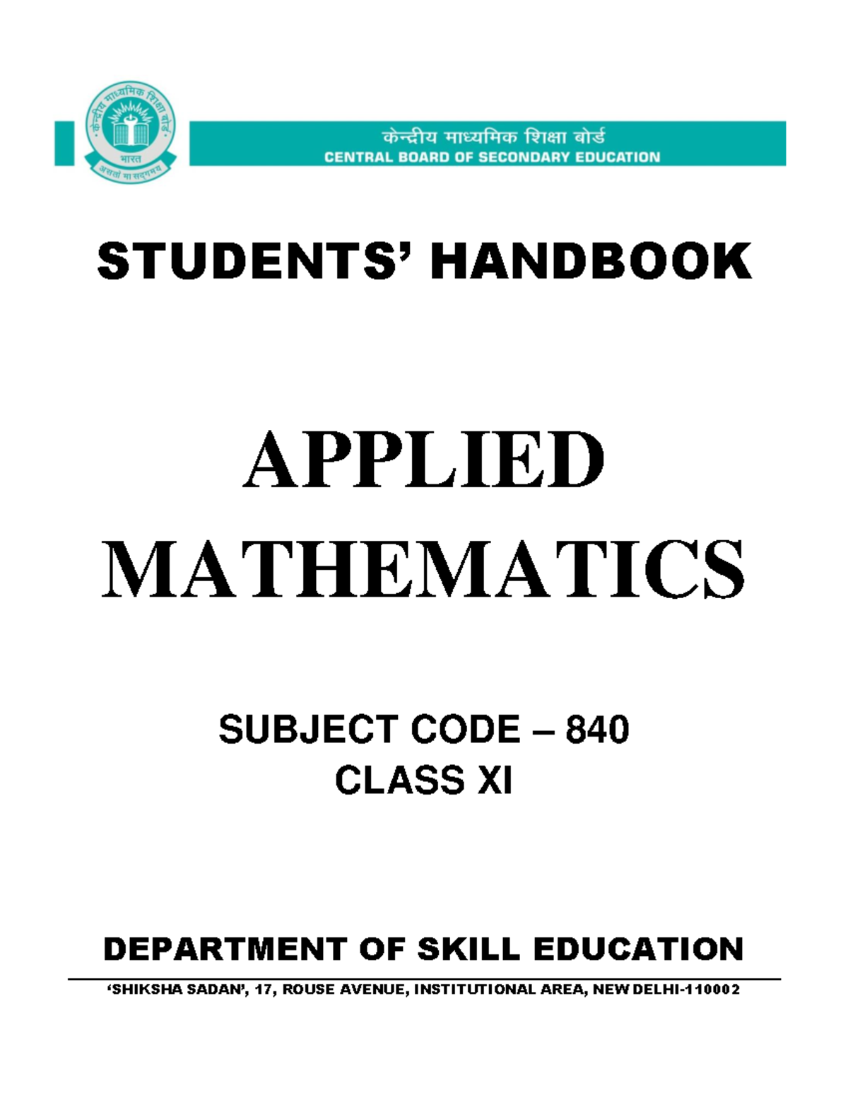 840 Applied Maths-XI - STUDENTS’ HANDBOOK APPLIED MATHEMATICS SUBJECT ...
