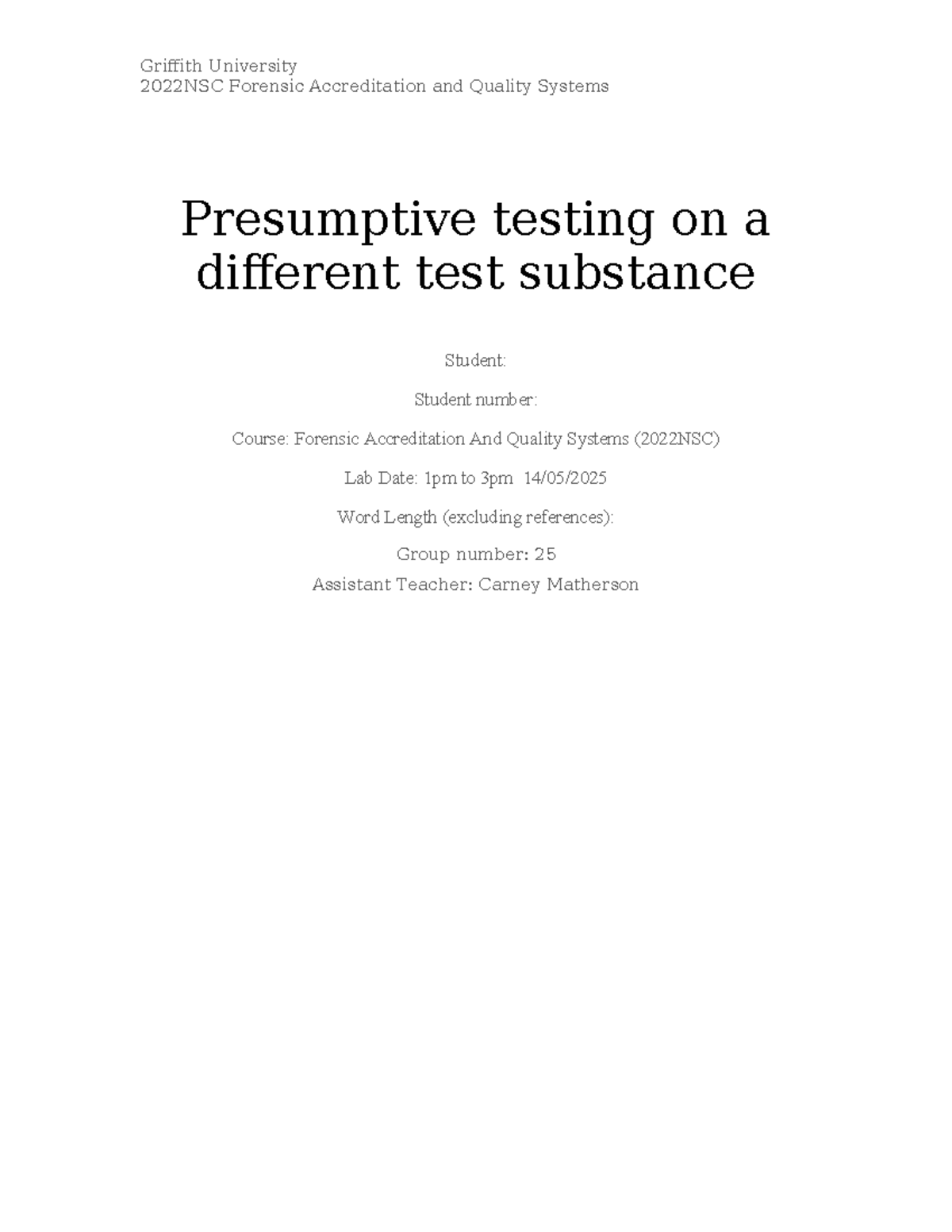 Forensic Accreditation and Quality Systems Lab 2022NSC: TMB vs KM Tests ...