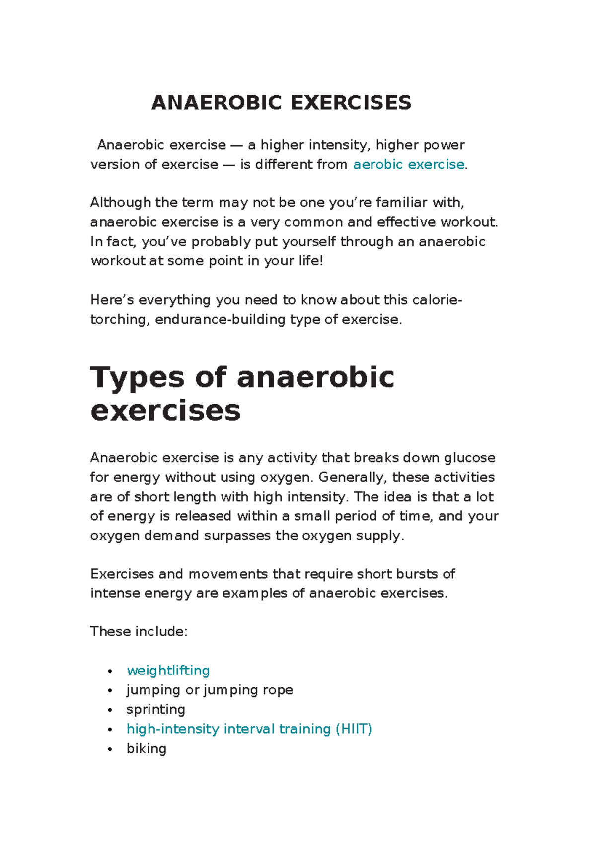 Types of Anaerobic Exercise: Boost Strength and Speed Fast