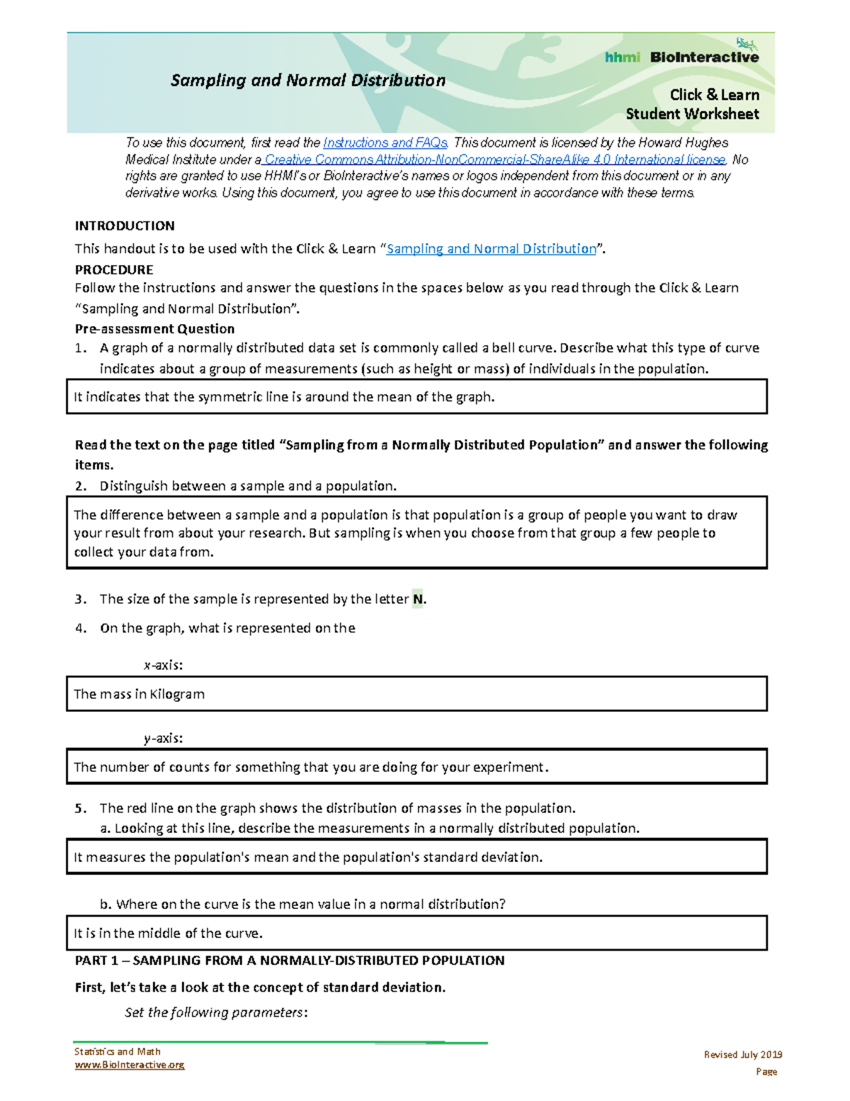 Normal Distribution Worksheet With Answer Key Normal Distribution