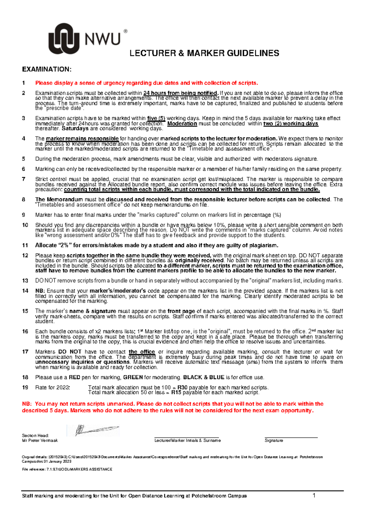 Examination Guidelines for Marking and Moderating - 2023 - Studocu