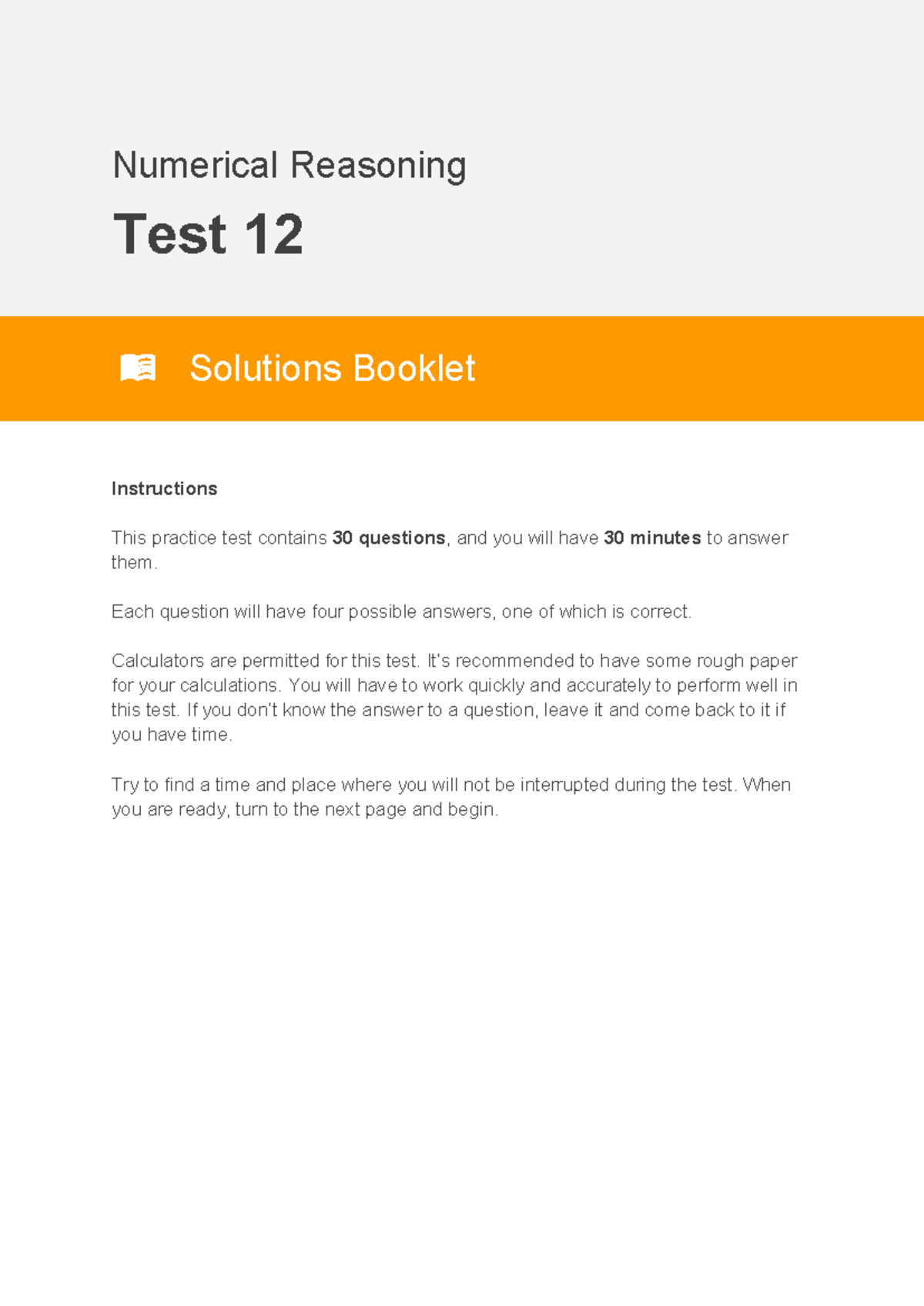 Numerical Reasoning Test 12 Solutions Guide - Studocu