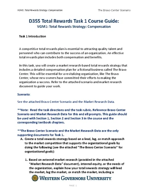 D355 Task 1 - Total Rewards Strategy: Compensation Insights - Studocu