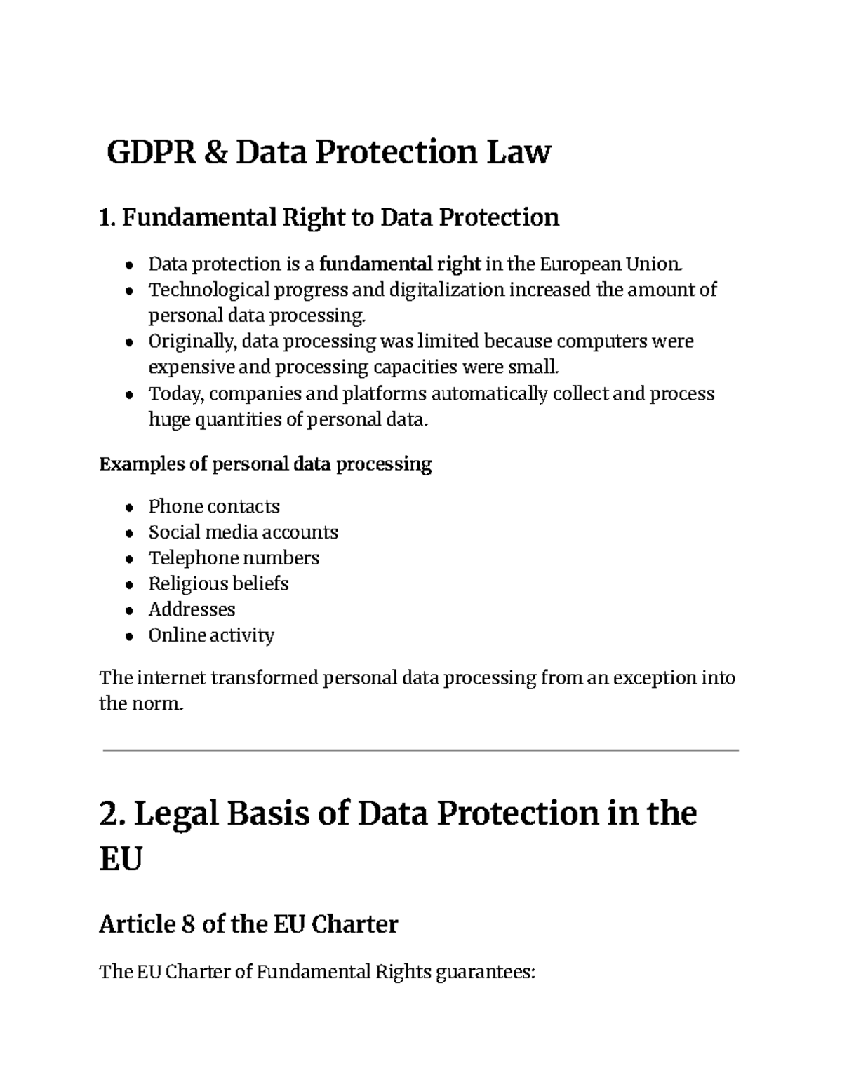 GDPR Data Protection Law: Fundamental Rights & Legal Framework (Cours ...