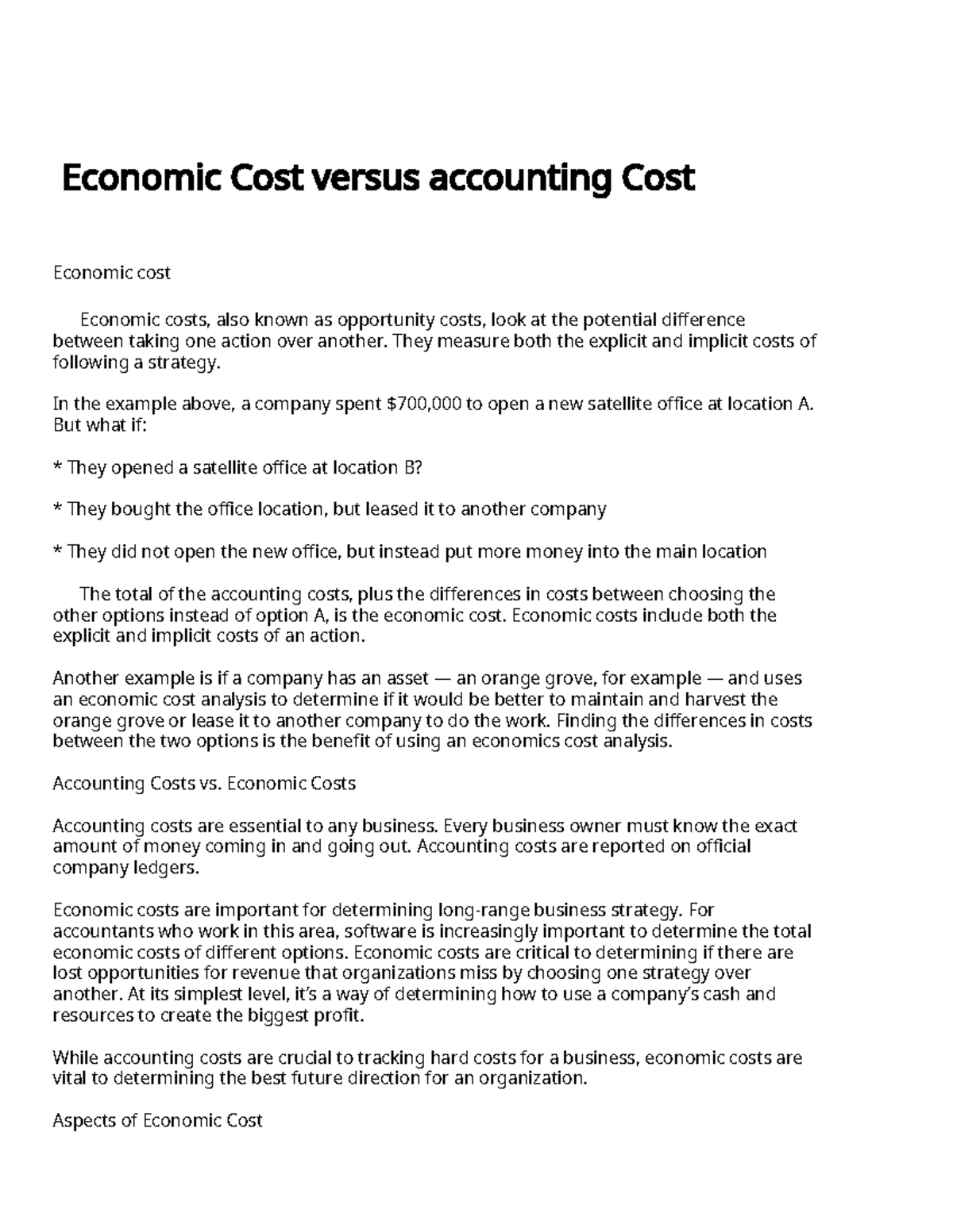 Economic vs Accounting Costs: Key Concepts and Differences - Studocu