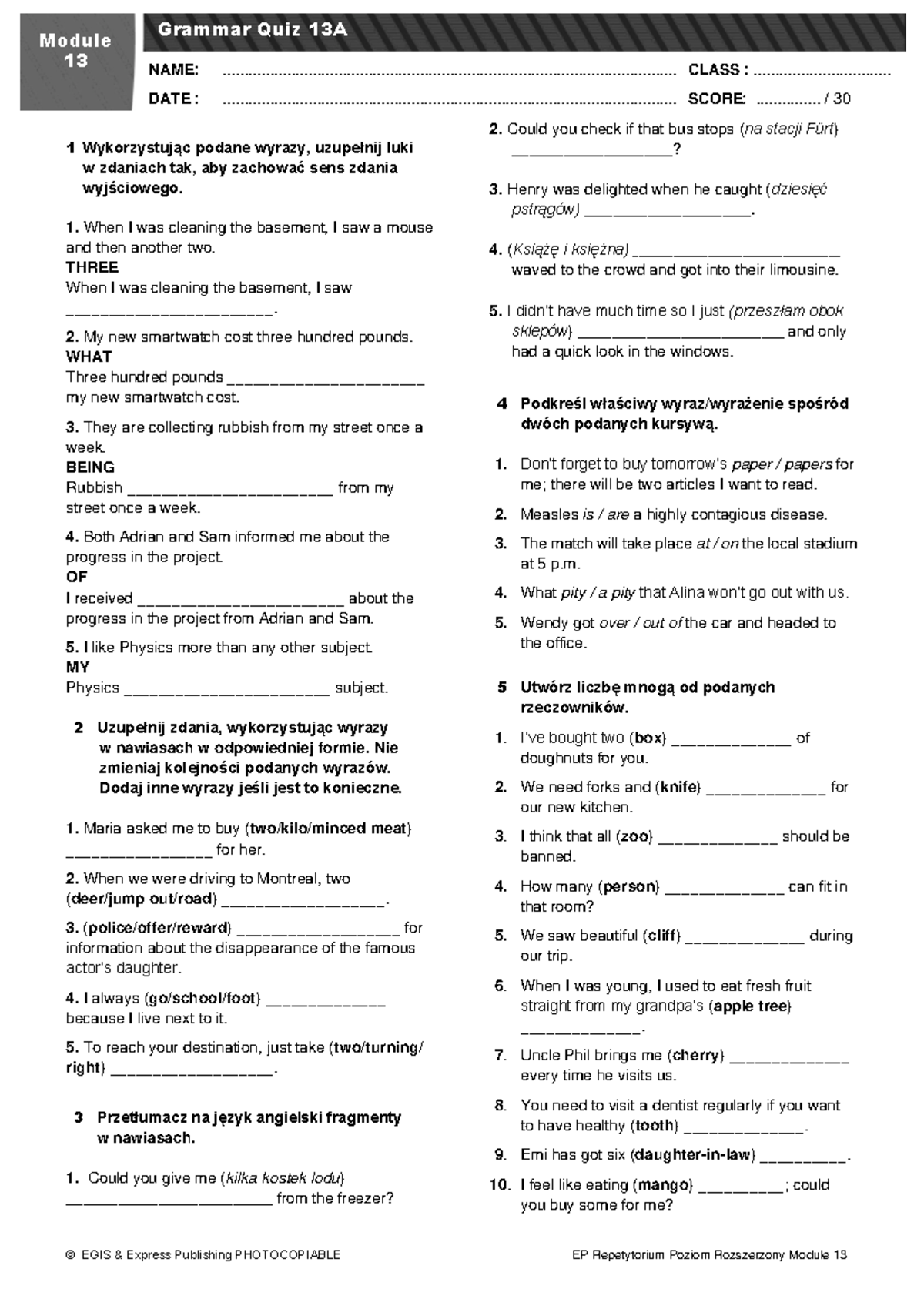 Module 13 Grammar Quiz 13A - Practice Exercises and Answers - Studocu
