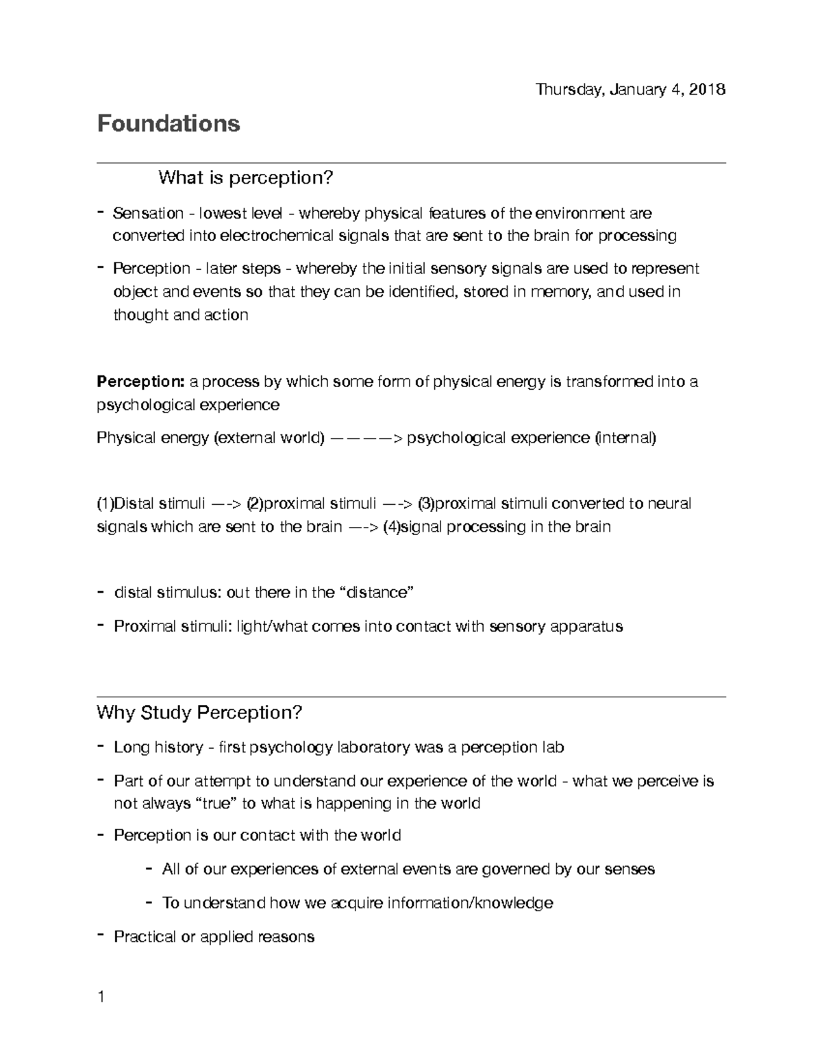 Perception I - Midterm Exam Summary & Key Concepts - Studocu