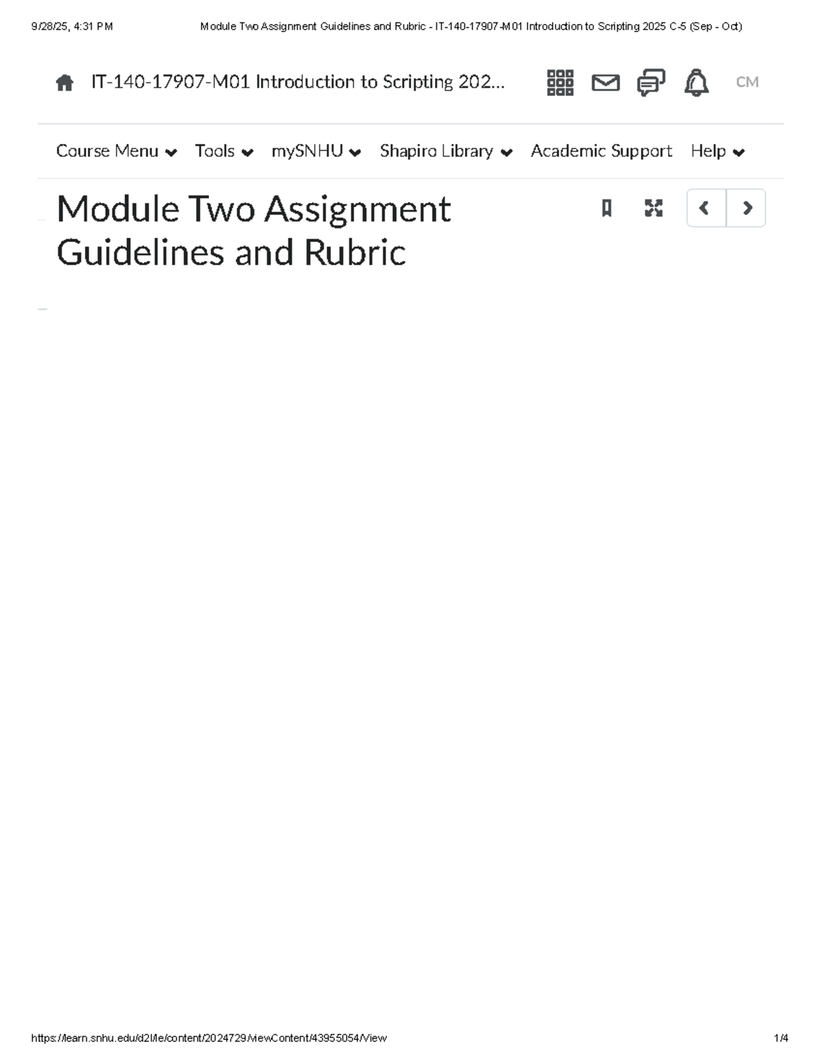Module Two Assignment Guidelines - IT 140 Introduction to Scripting ...