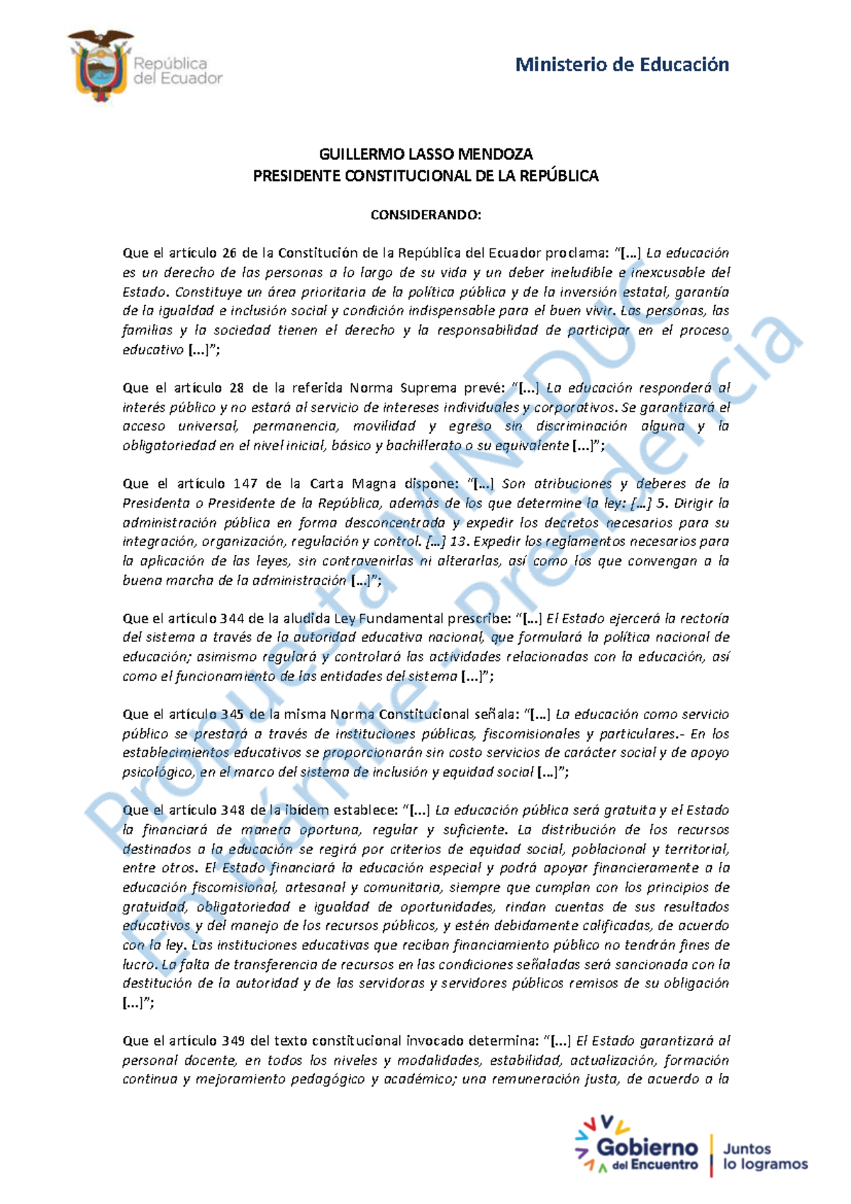 Reglamento General de la Ley Orgánica de Educación Intercultural (LOEI ...