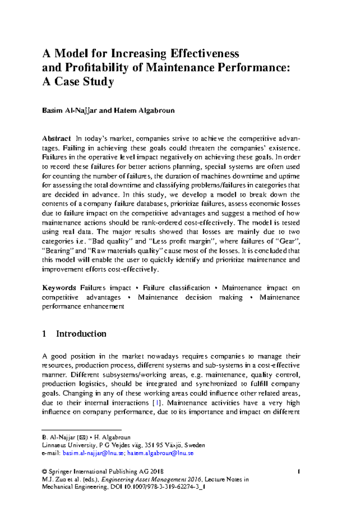 A Model for Enhancing Maintenance Effectiveness & Profitability: Case ...
