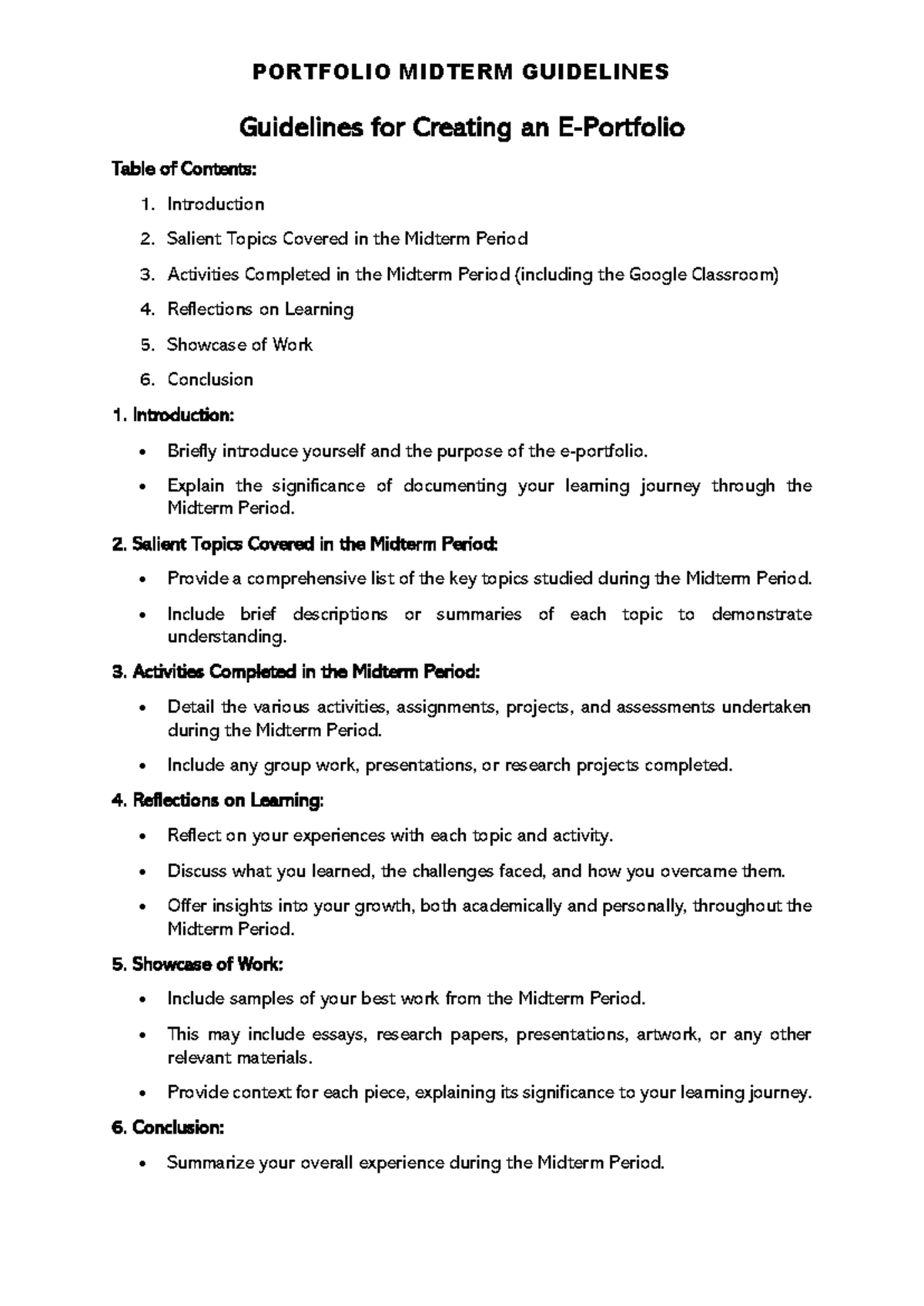 Portfolio Midterm Guidelines - PORTFOLIO MIDTERM GUIDELINES Guidelines ...