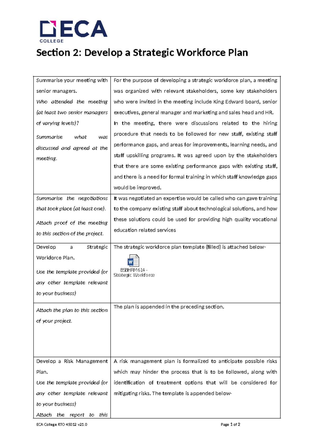 AHD18146 01 - Strategic Workforce & Risk Management Plans BSHRM614 ...