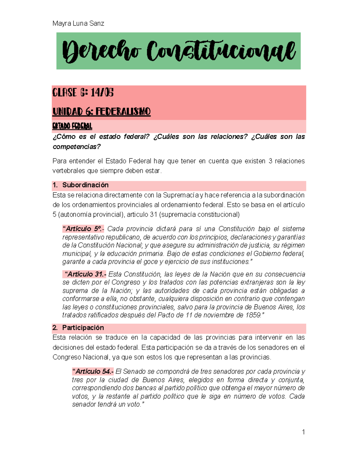 Derecho Constitucional II - Clase 6: Estado Federal y Competencias ...