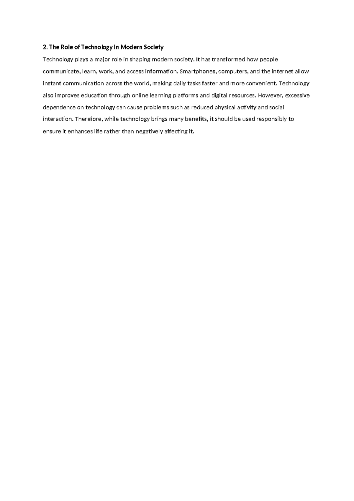 The Role of Technology in Modern Society - The Role of Technology in ...