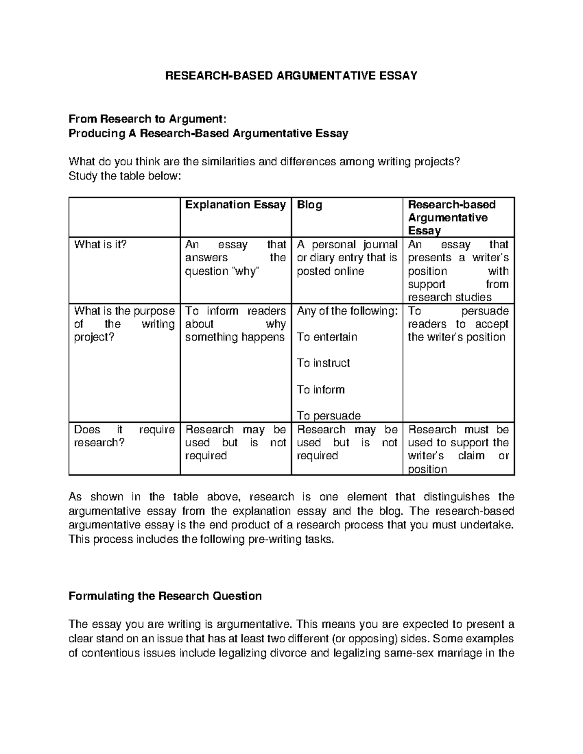 Research-Based Argumentative Essay Guide: Structure & Tips - Studocu